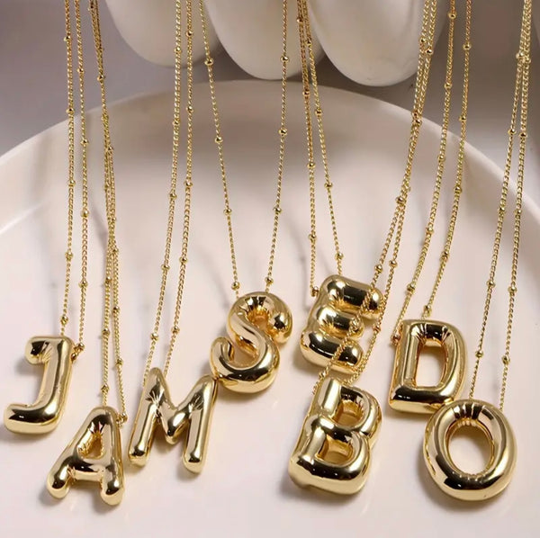 Bubble Letter Gold Plated Necklace