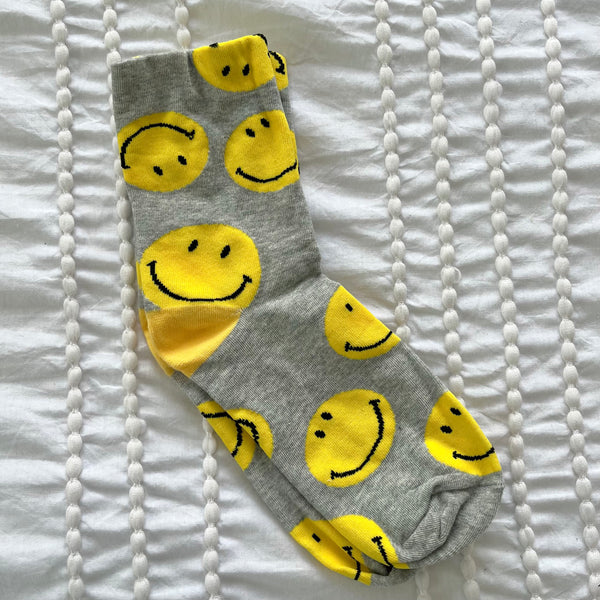 Grey Happy Face Socks