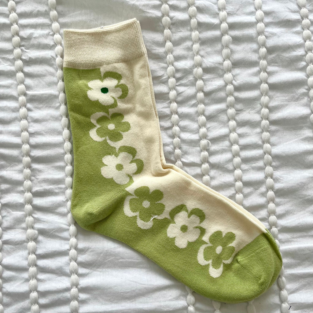 Green Flowers Socks