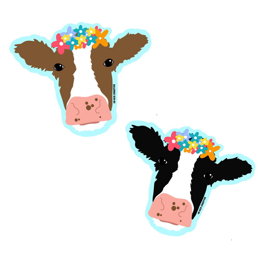 Flower Cow Sticker